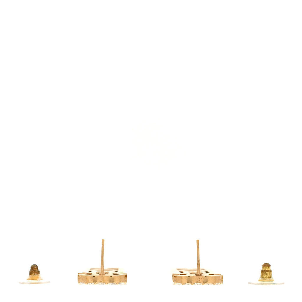 Metal Crystal CC Boy Drop Earrings Gold