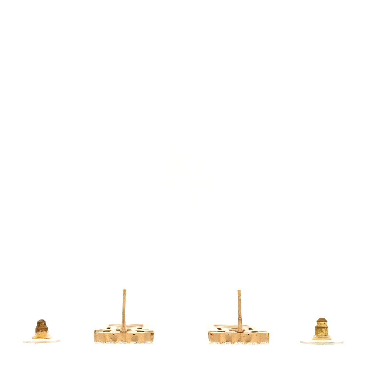 Metal Crystal CC Boy Drop Earrings Gold