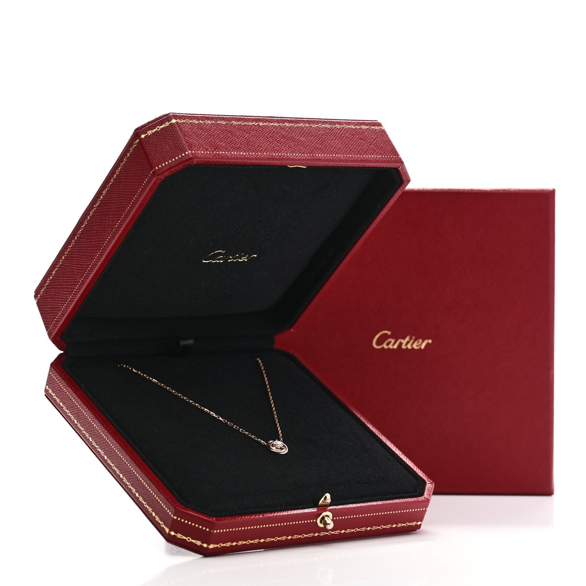 18K Pink White Yellow Gold Diamond Trinity De Cartier Pendant Necklace