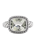 Sterling Silver Diamond Prasiolite 10mm Noblesse Ring 47 4.25