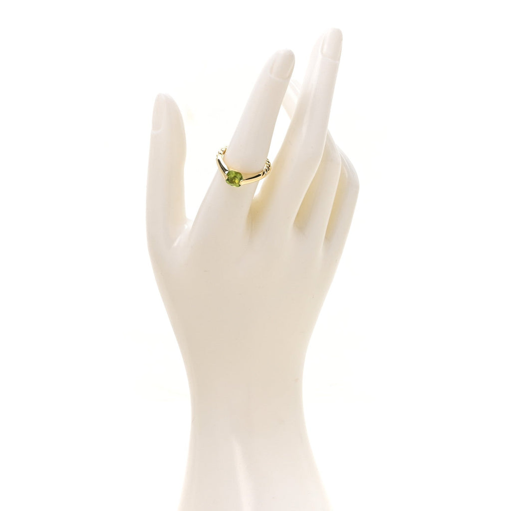 18K Yellow Gold Peridot Cable Ring 54 6.75