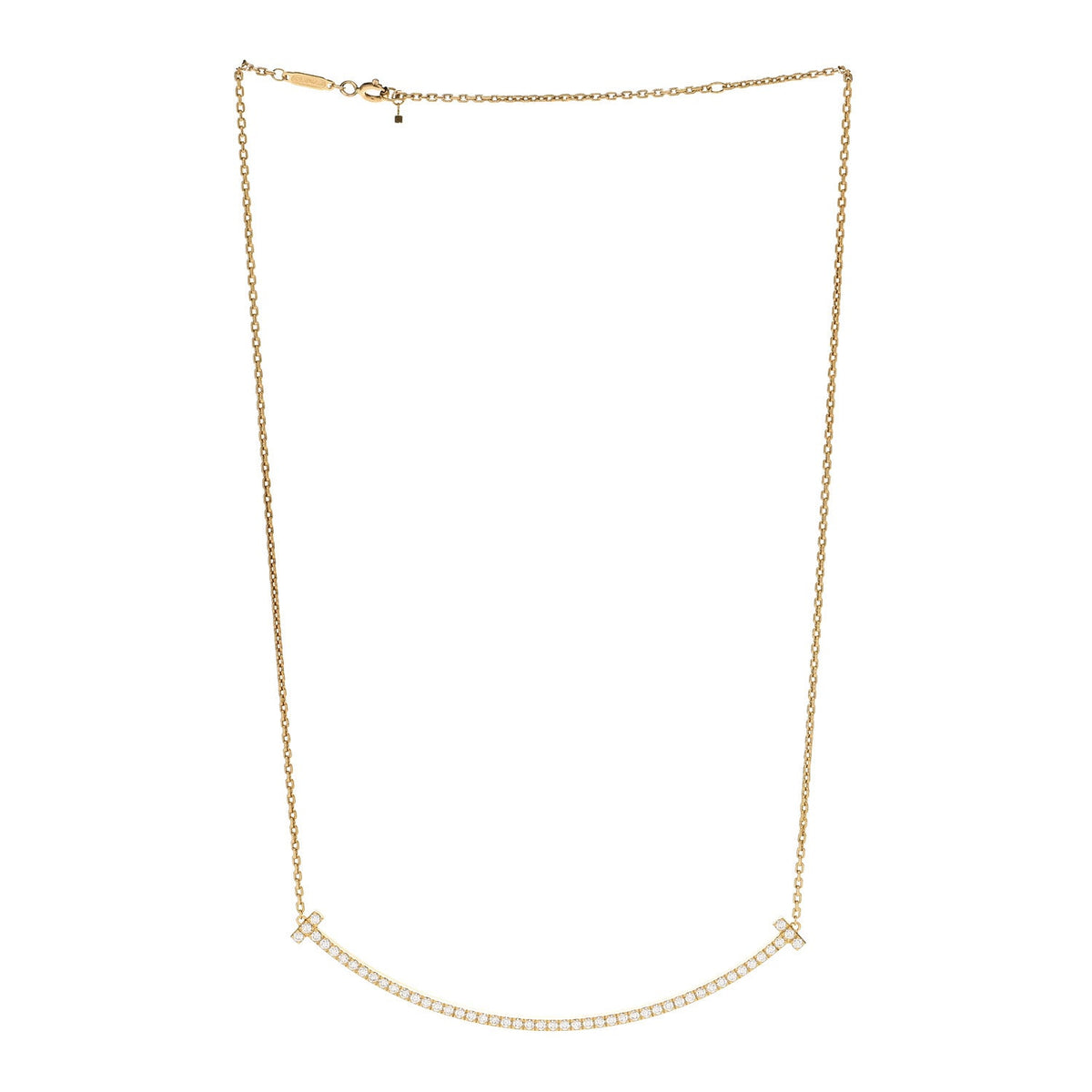 18K Yellow Gold Diamond Extra Large T Smile Pendant Necklace