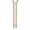 Chain Link Crystal CC Dog Tag Charm Necklace Gold