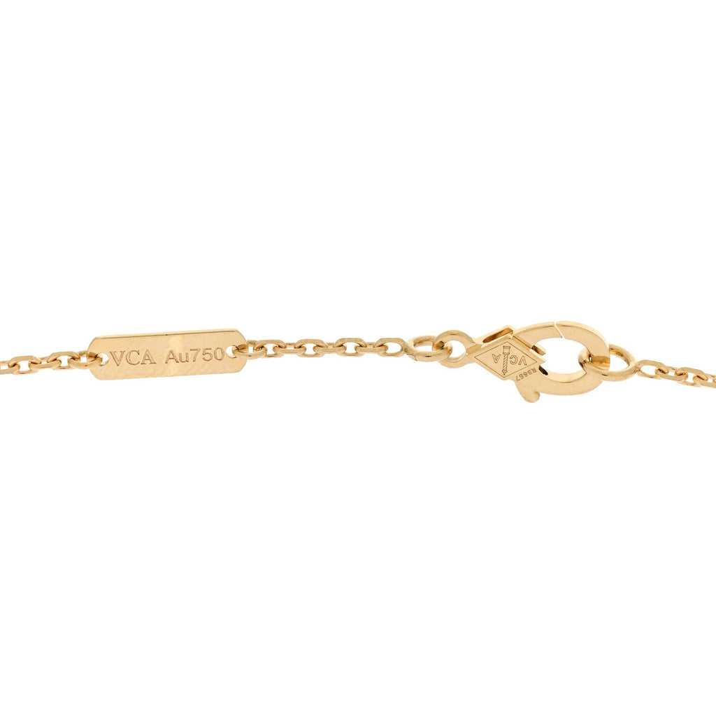 18K Yellow Gold Guilloche Vintage Alhambra Pendant Necklace