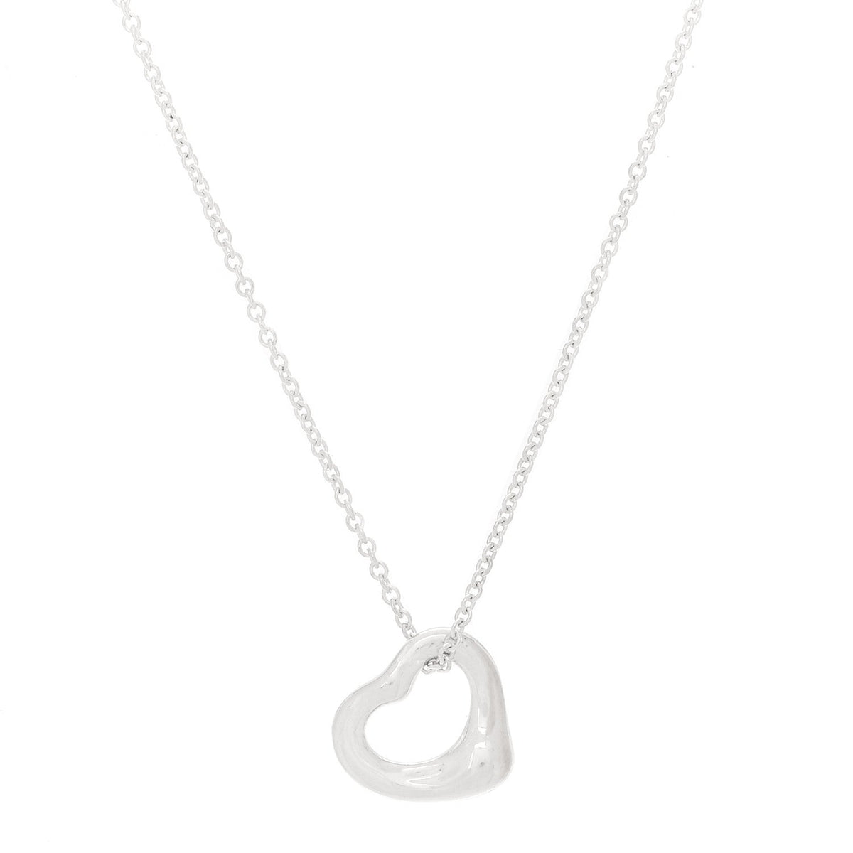 Sterling Silver 11mm Elsa Peretti Open Heart Pendant Necklace