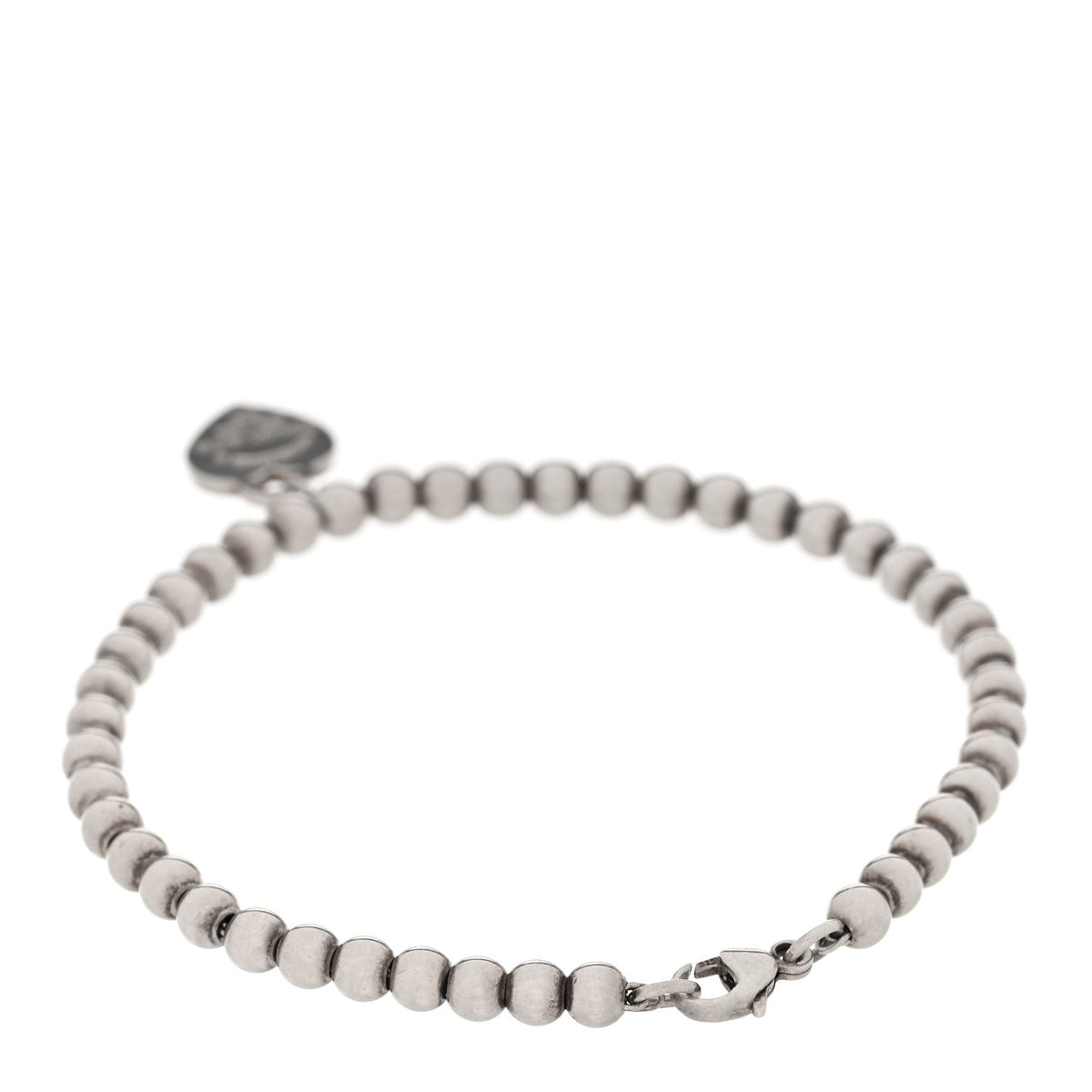 Sterling Silver 4mm Return to Tiffany Heart Tag Bead Bracelet Blue