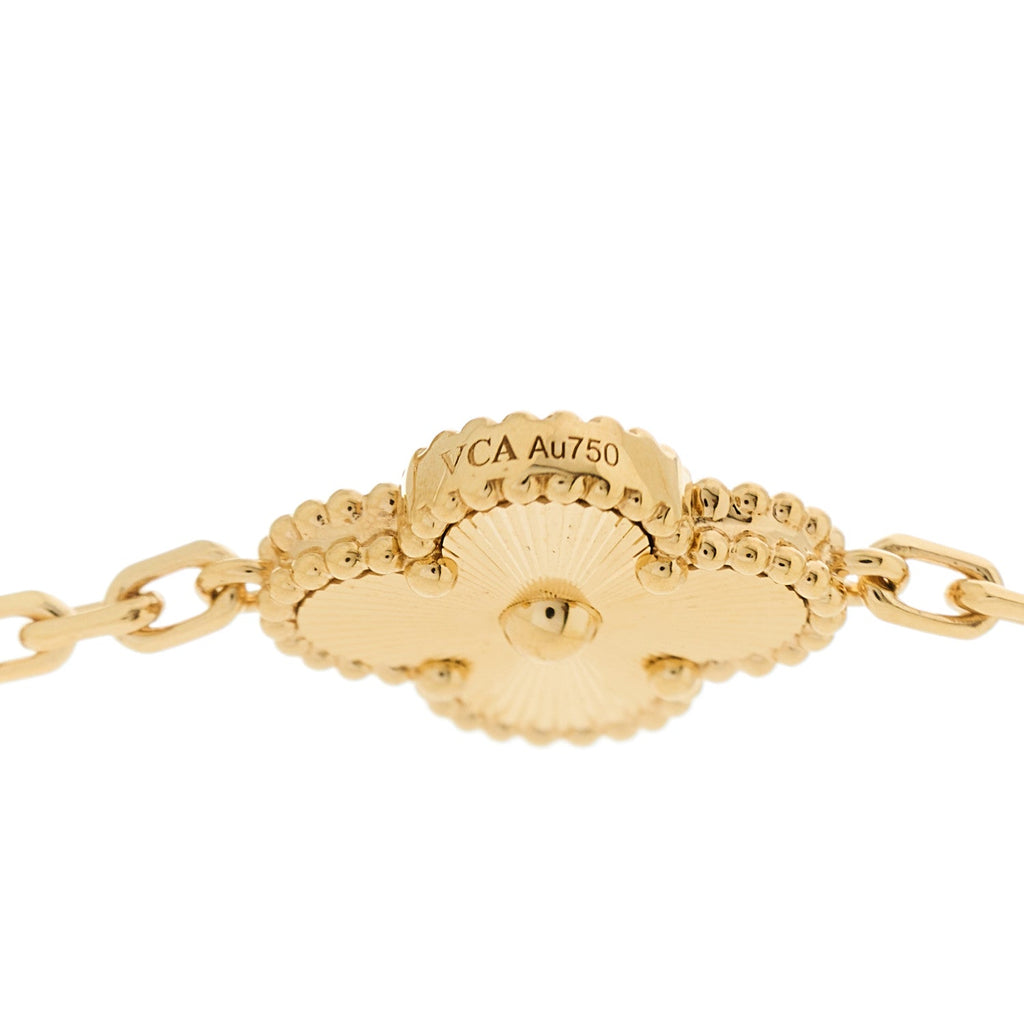 18K Yellow Gold 10 Motifs Guilloche Vintage Alhambra Necklace