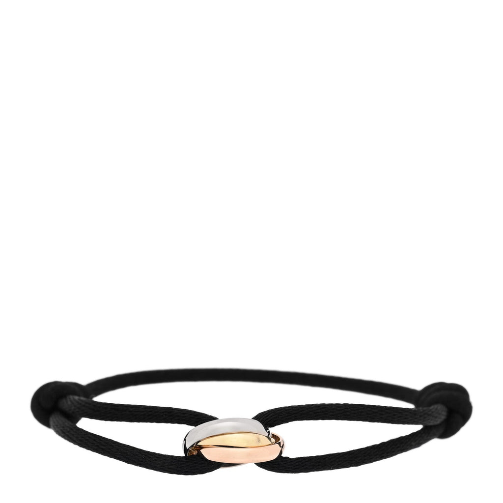 18k Pink Yellow White Gold Trinity Adjustable Cord Bracelet Black