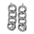 Crystal Chain Link CC Drop Clip On Earrings Black