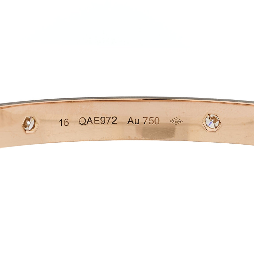 18K Pink Gold 4 Diamond LOVE Bracelet 16