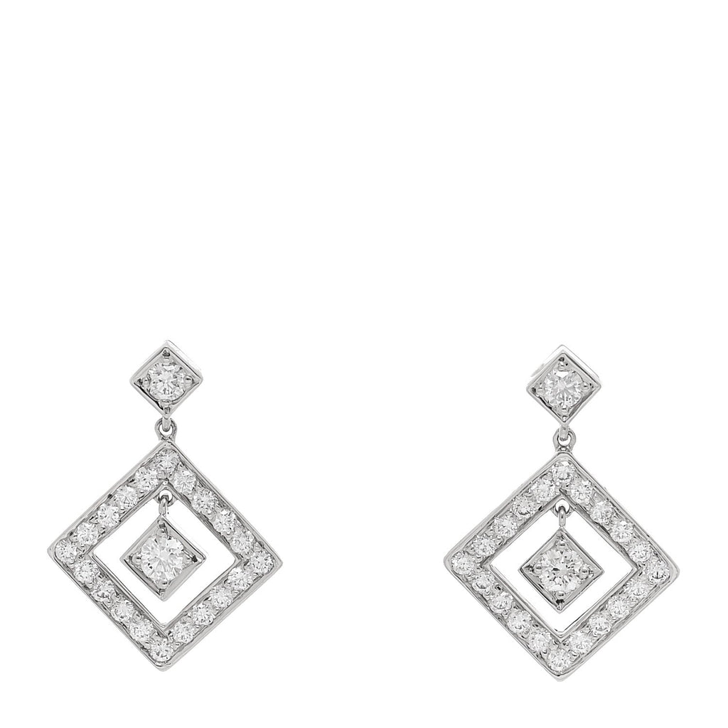 Platinum Diamond Legacy Square Open Drop Earrings