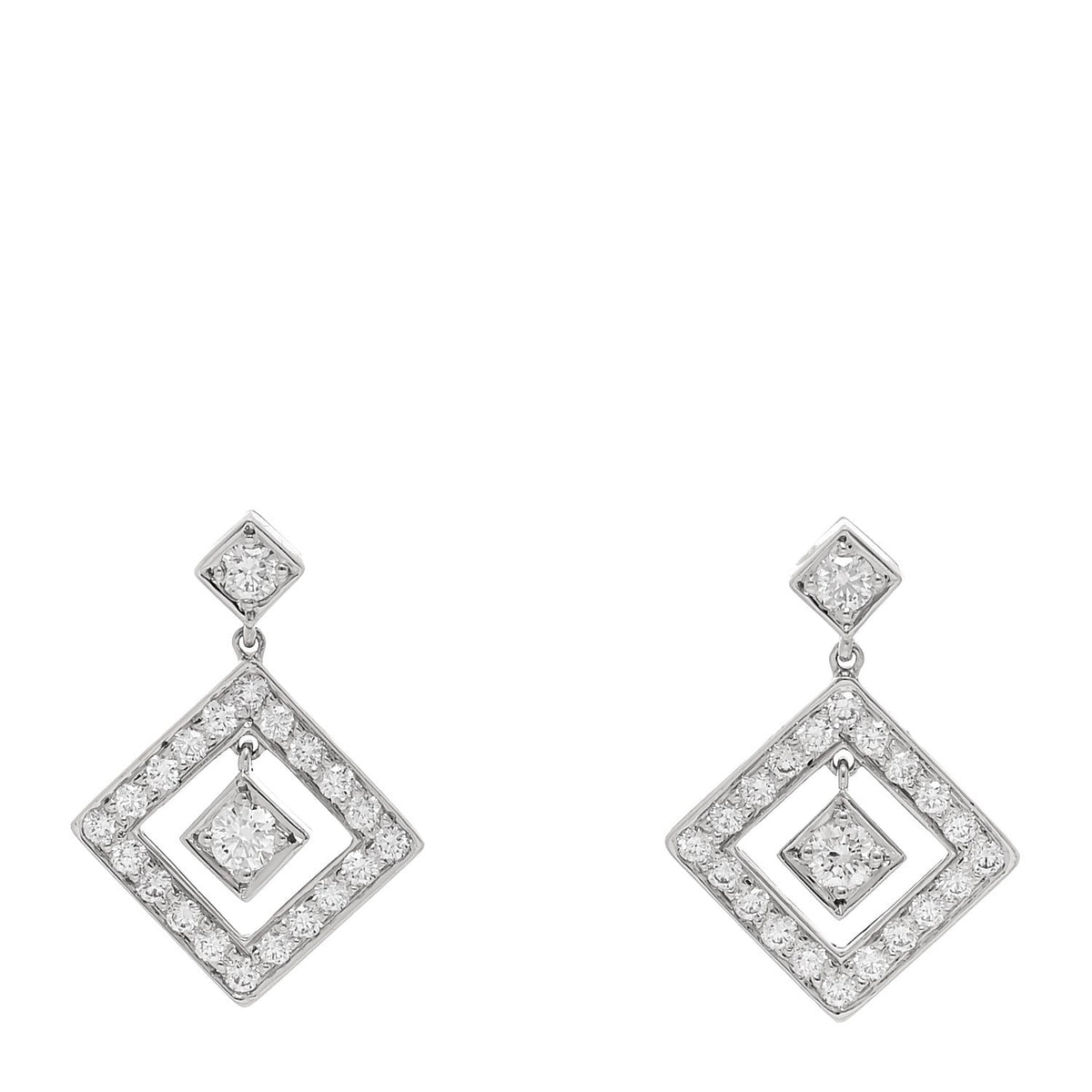 Platinum Diamond Legacy Square Open Drop Earrings