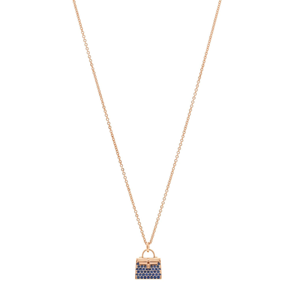 18K Rose Gold Blue Sapphire Kelly Amulettes Pendant Necklace