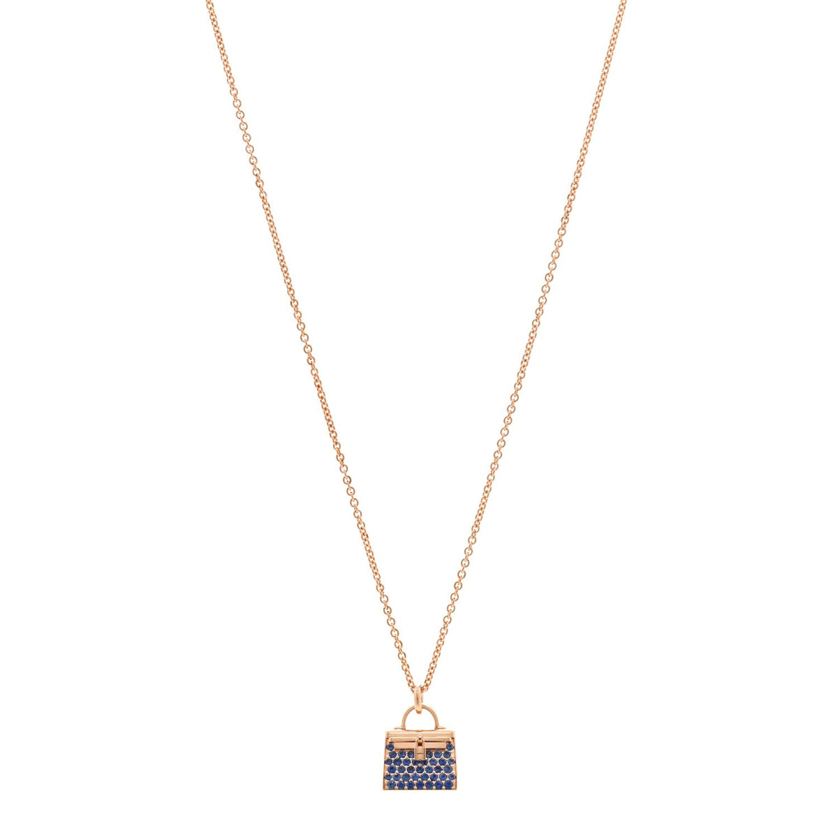 18K Rose Gold Blue Sapphire Kelly Amulettes Pendant Necklace