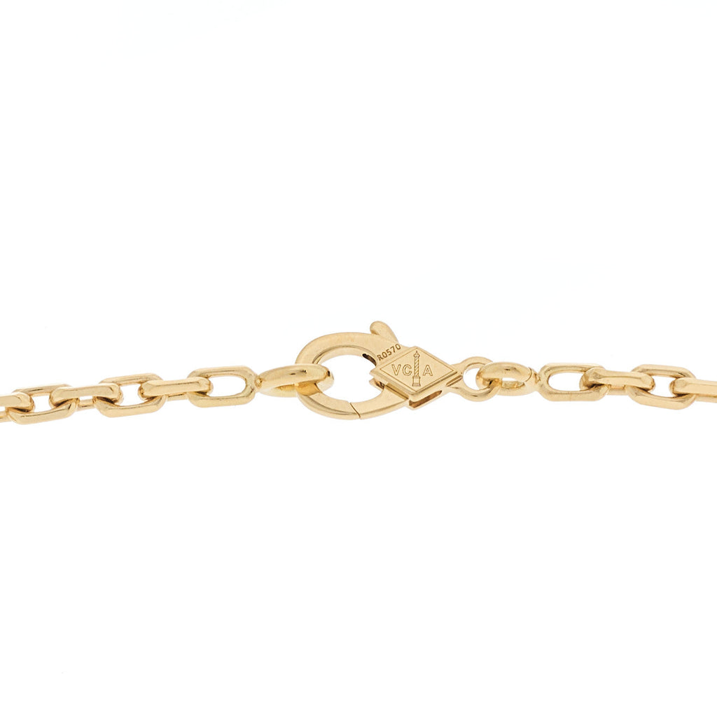 18K Yellow Gold Malachite 10 Motifs Vintage Alhambra Necklace