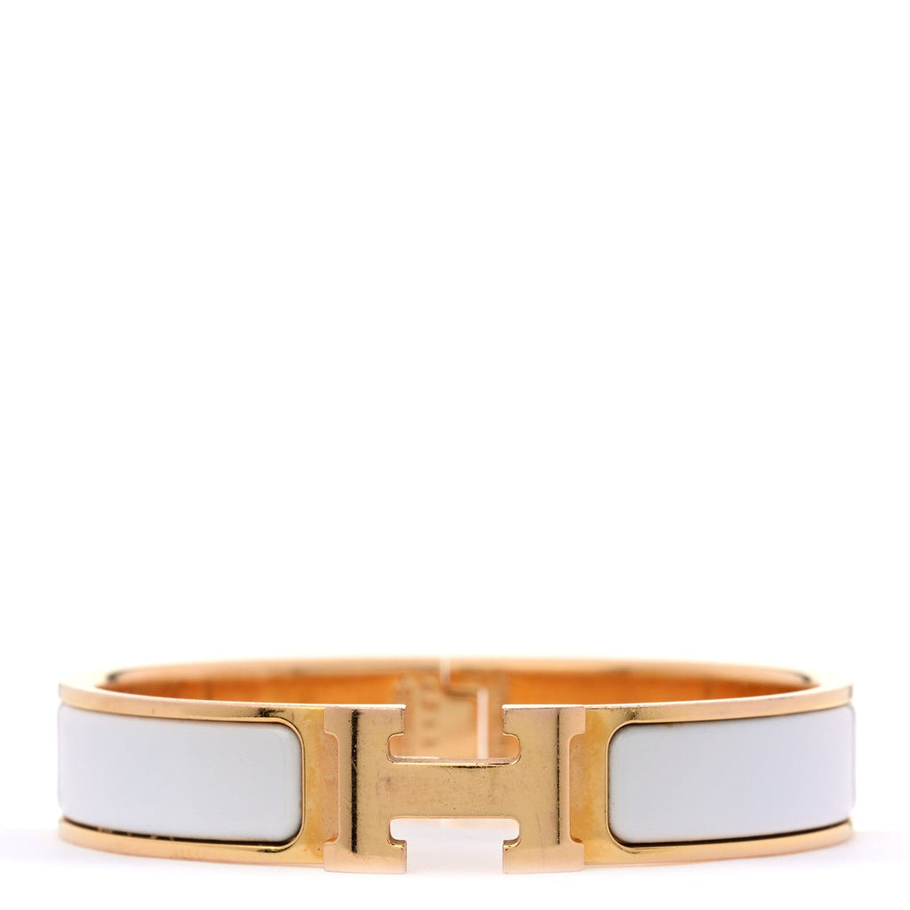 Enamel Narrow Clic Clac H Bracelet PM White