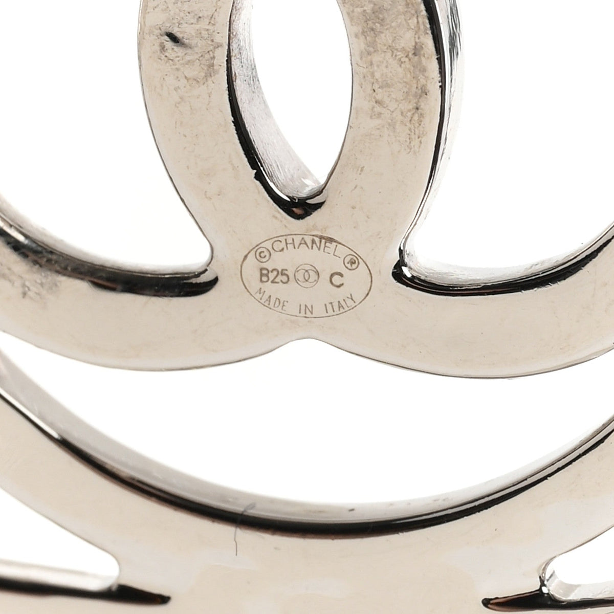 Metal Square CC Earrings Silver