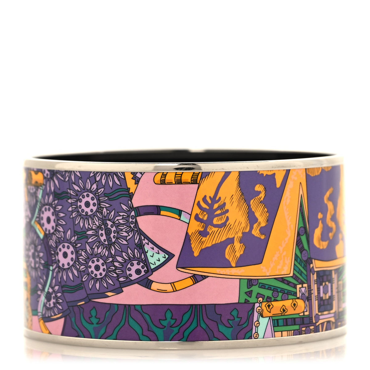 Enamel Printed Extra Wide Bracelet 70 Violet Multicolor