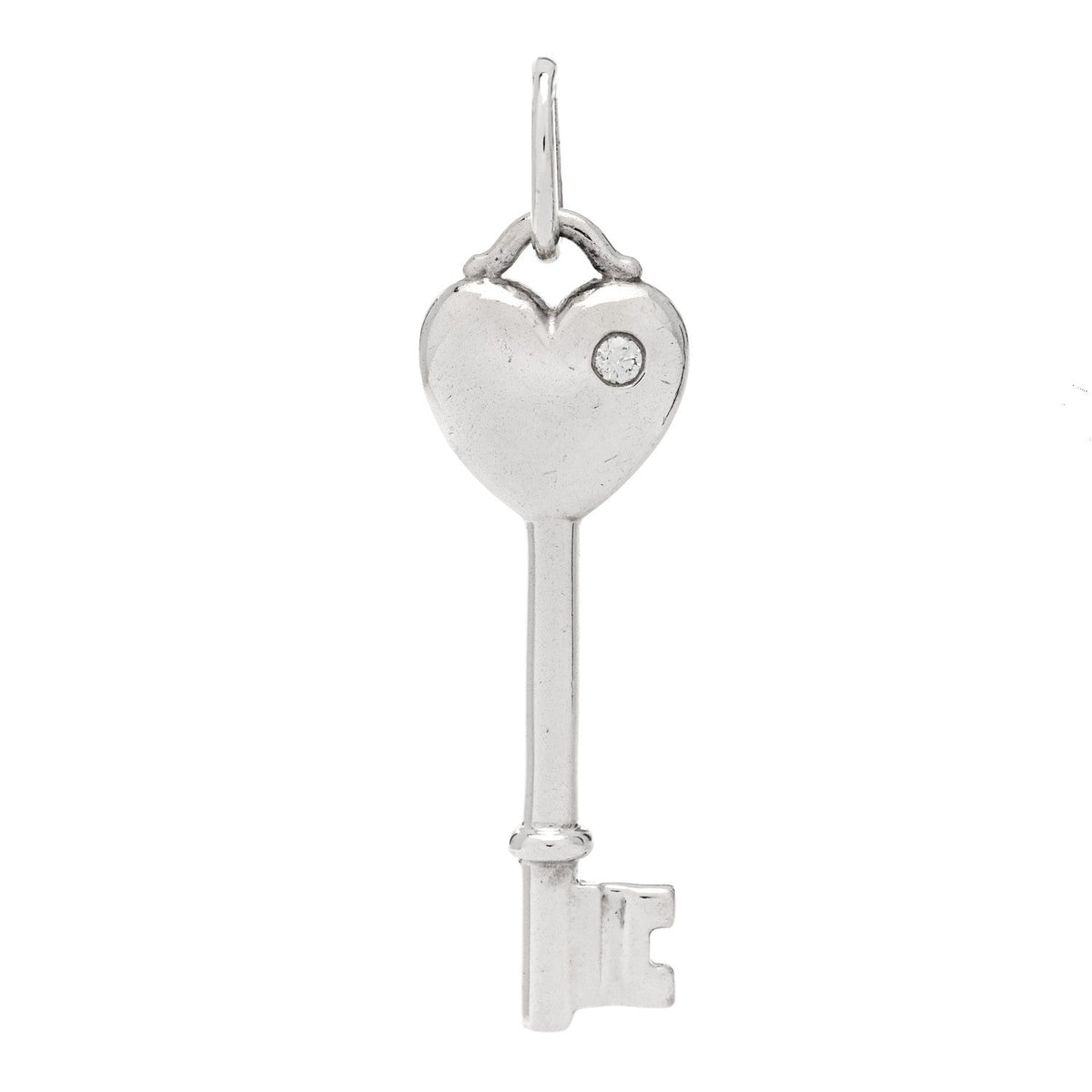 Sterling Silver Diamond Heart Key Pendant