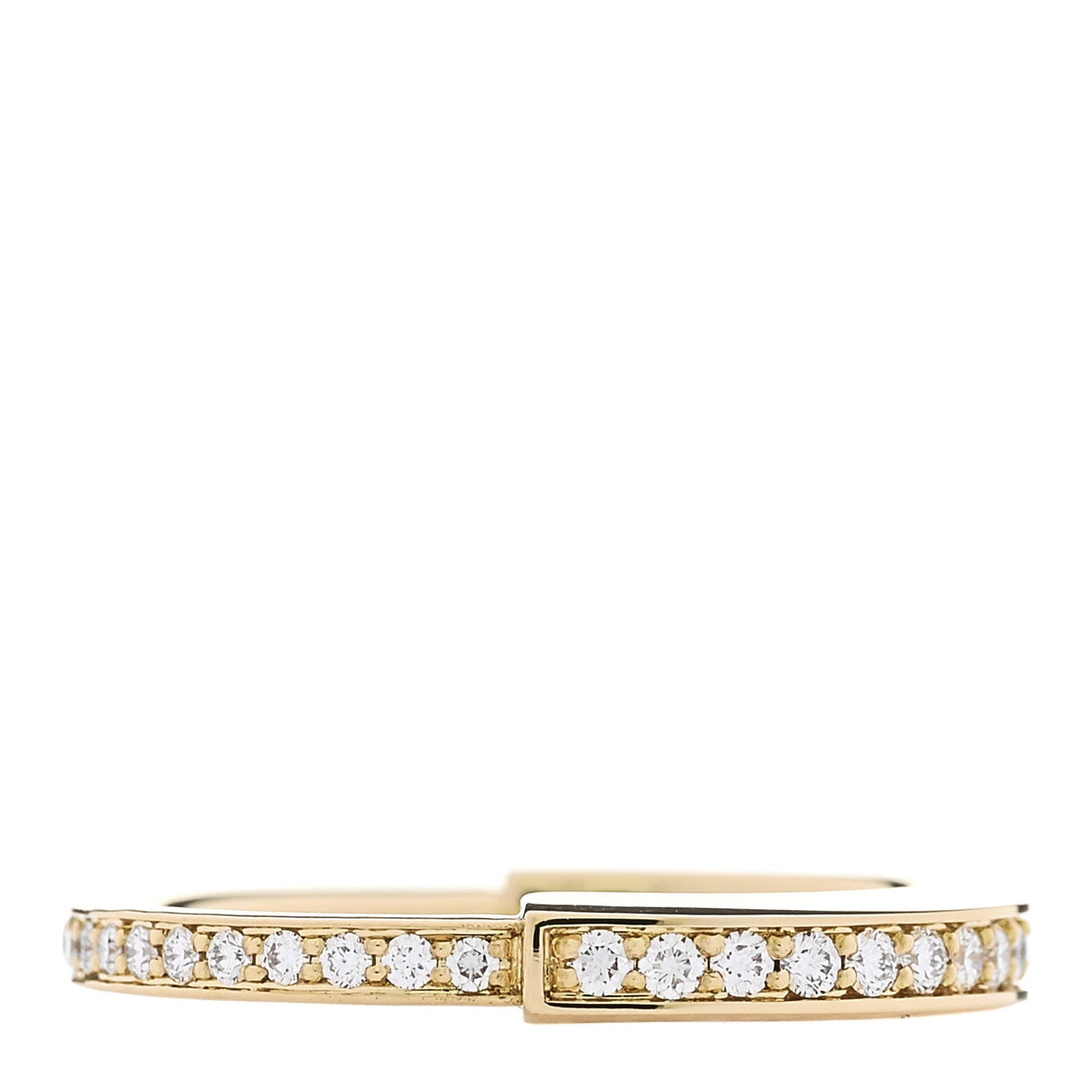 18K Yellow Gold Diamond Lock Pave Ring 53 6.5