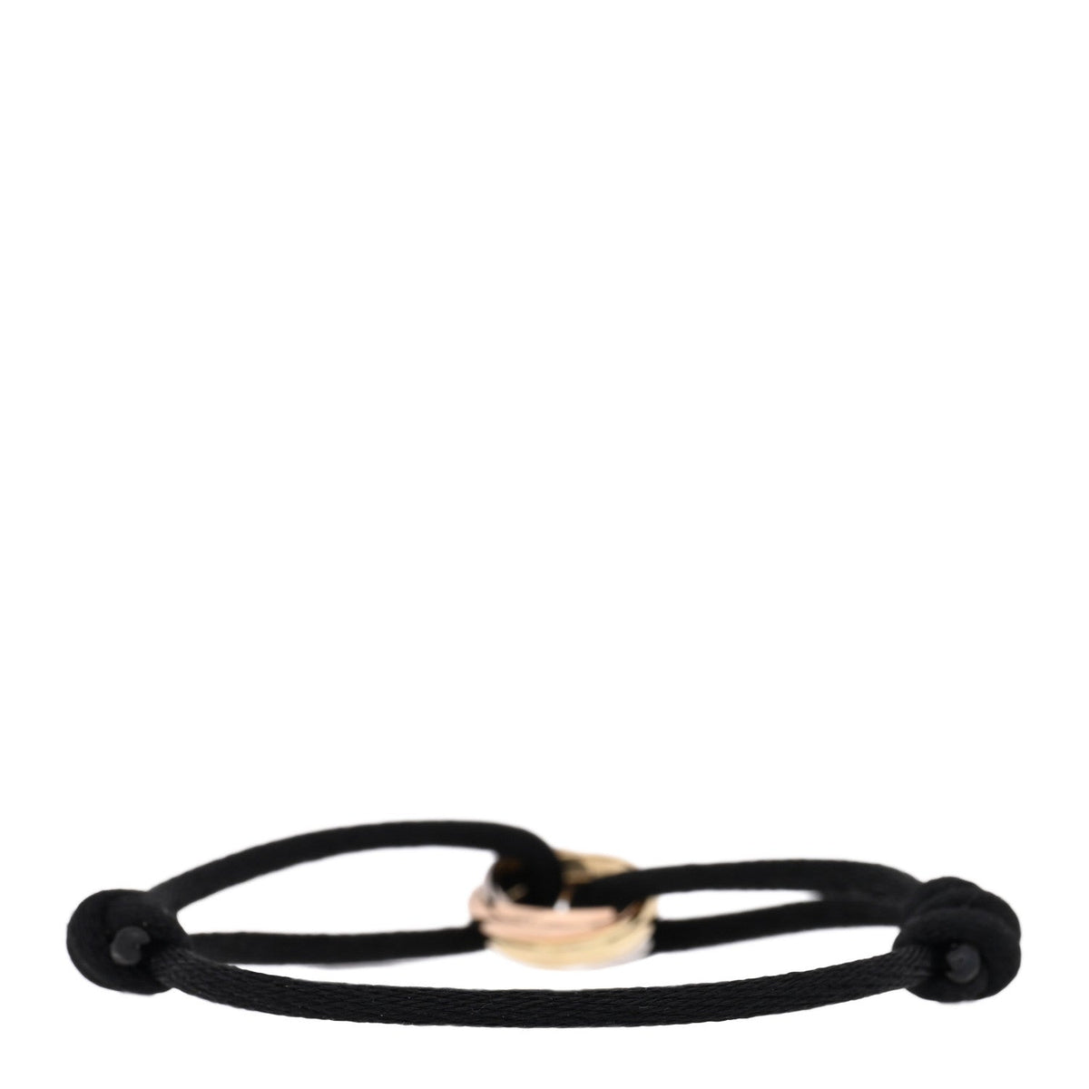 18k Pink Yellow White Gold Trinity Adjustable Cord Bracelet Black