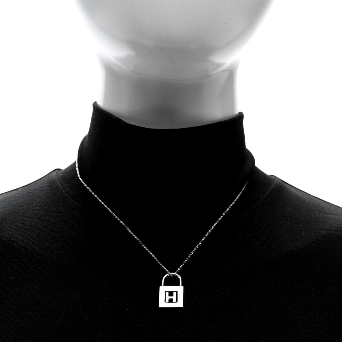 Sterling Silver Letter H Lock Charm Pendant