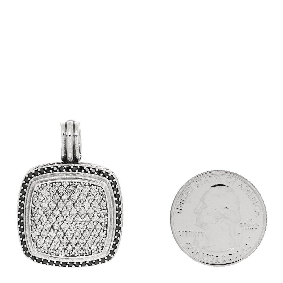 Sterling Silver Black Diamond 18mm Albion Enhancer Pendant