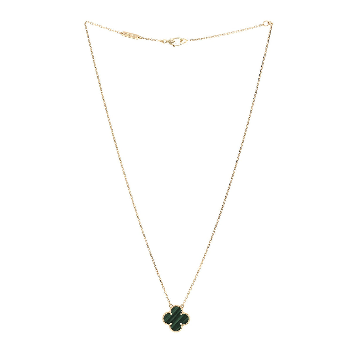 18K Yellow Gold Malachite Vintage Alhambra Pendant Necklace