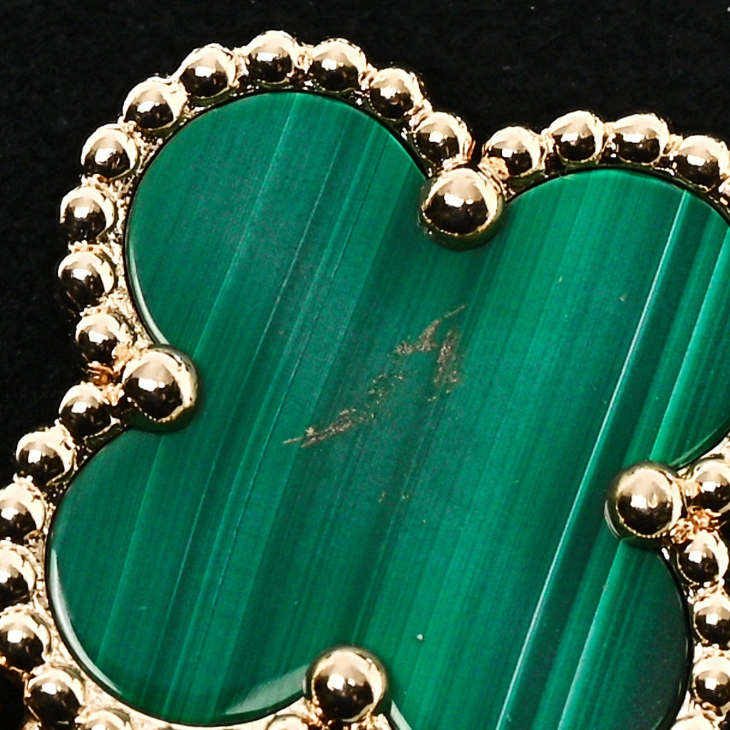 18K Yellow Gold Malachite 5 Motifs Vintage Alhambra Bracelet