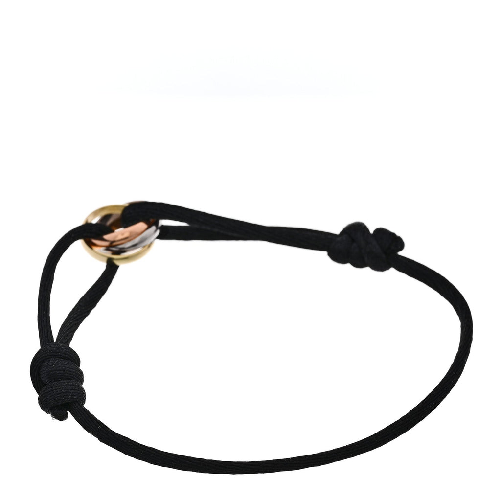 18k Pink Yellow White Gold Trinity Adjustable Cord Bracelet Black