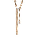 Chain Link Crystal CC Dog Tag Charm Necklace Gold