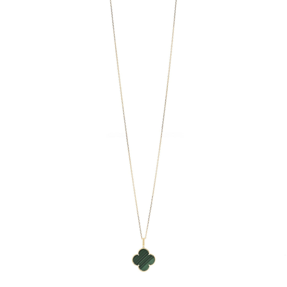 18K Yellow Gold Malachite Magic Alhambra Pendant Necklace