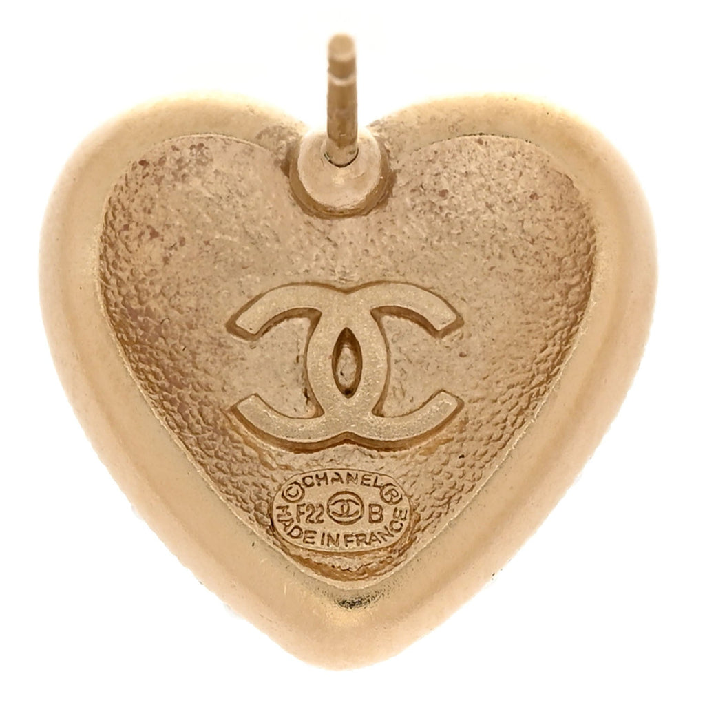 Pearl Crystal CC Heart Earrings Gold White Gold