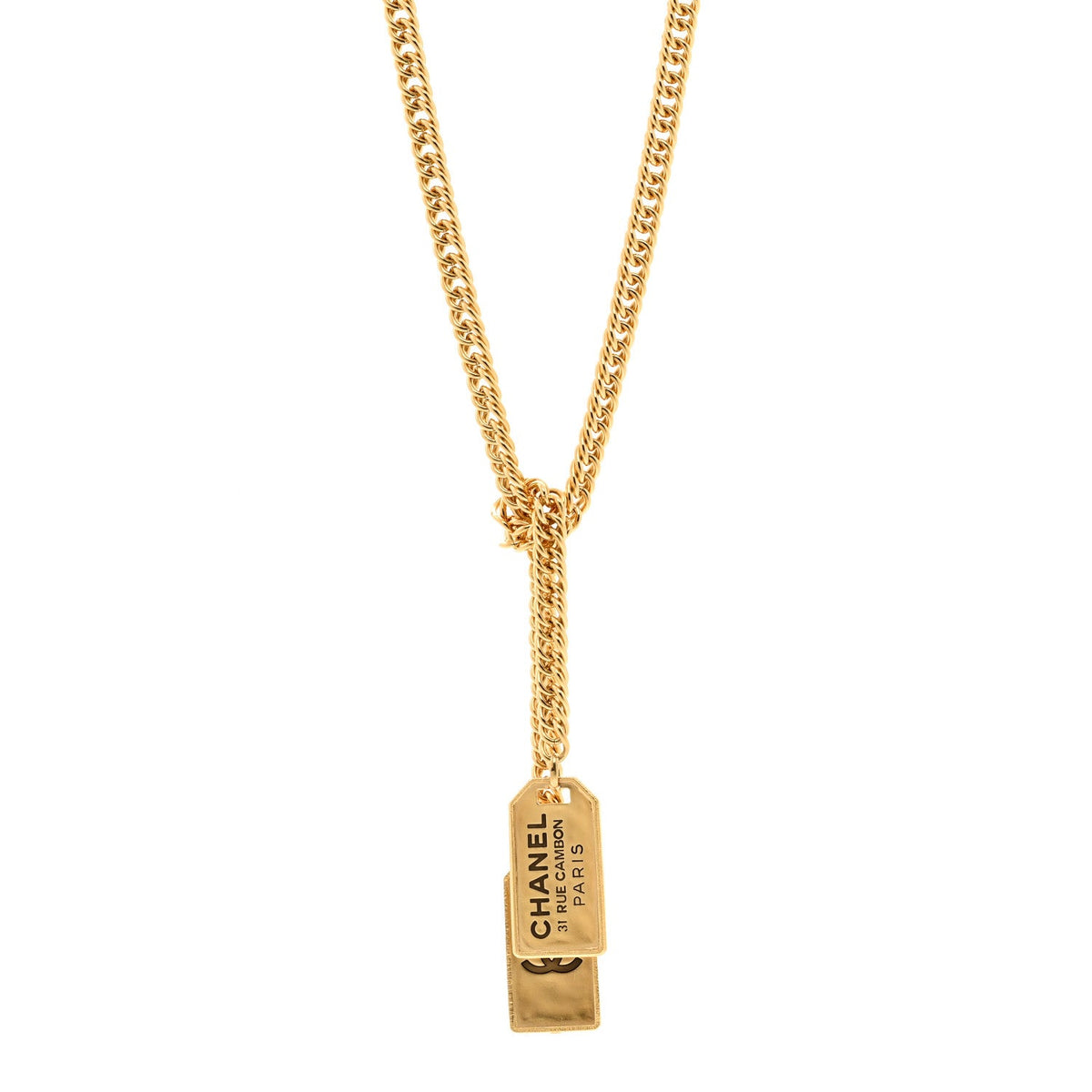 Metal ID Dog Tag Charm Necklace Gold
