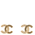 Metal Crystal CC Earrings Gold