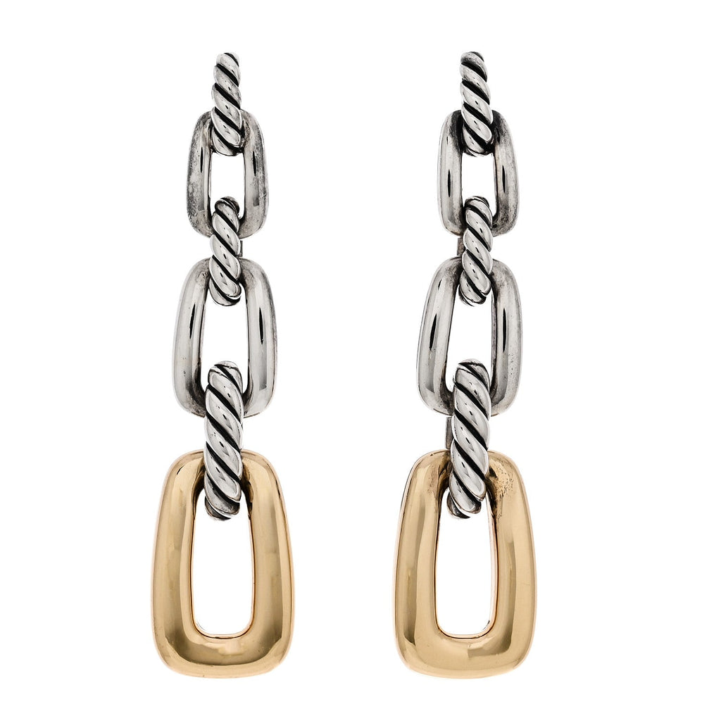 Sterling Silver 18K Yellow Gold Wellesley Link Drop Earrings