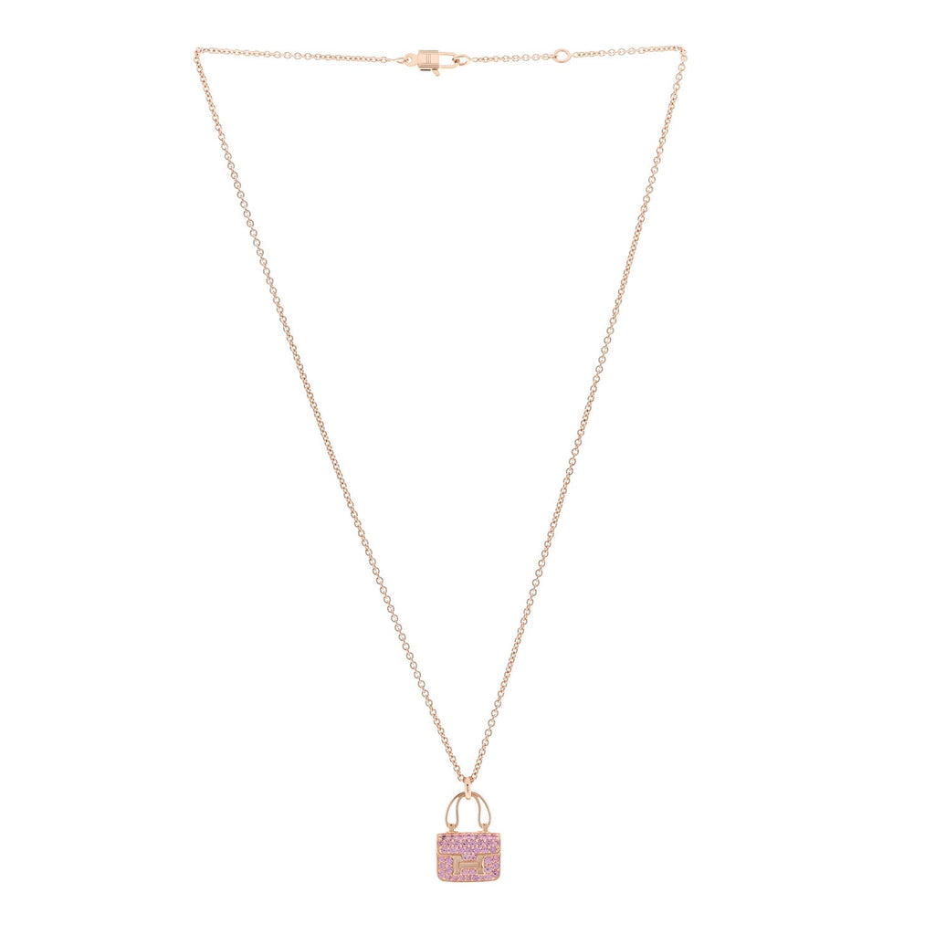 18K Rose Gold Pink Sapphire Constance Amulettes Pendant Necklace