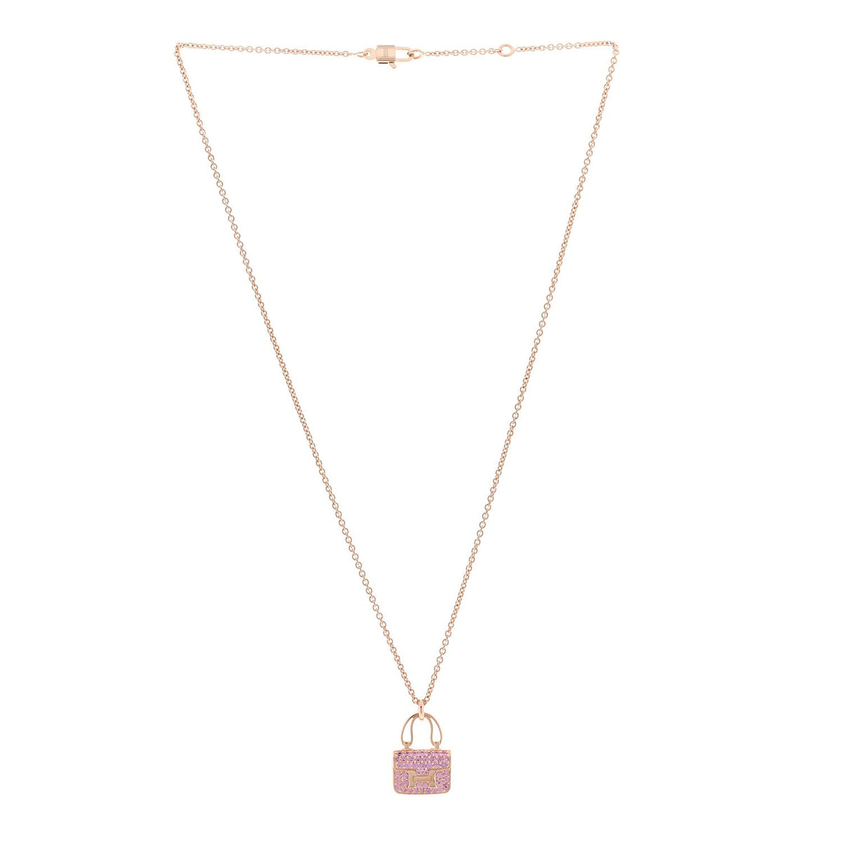 18K Rose Gold Pink Sapphire Constance Amulettes Pendant Necklace