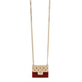 Metal Resin Flap Bag Long Necklace Gold Red