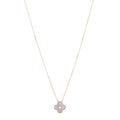 18K Rose Gold Diamond Pink Mother of Pearl Vintage Alhambra Pendant Necklace