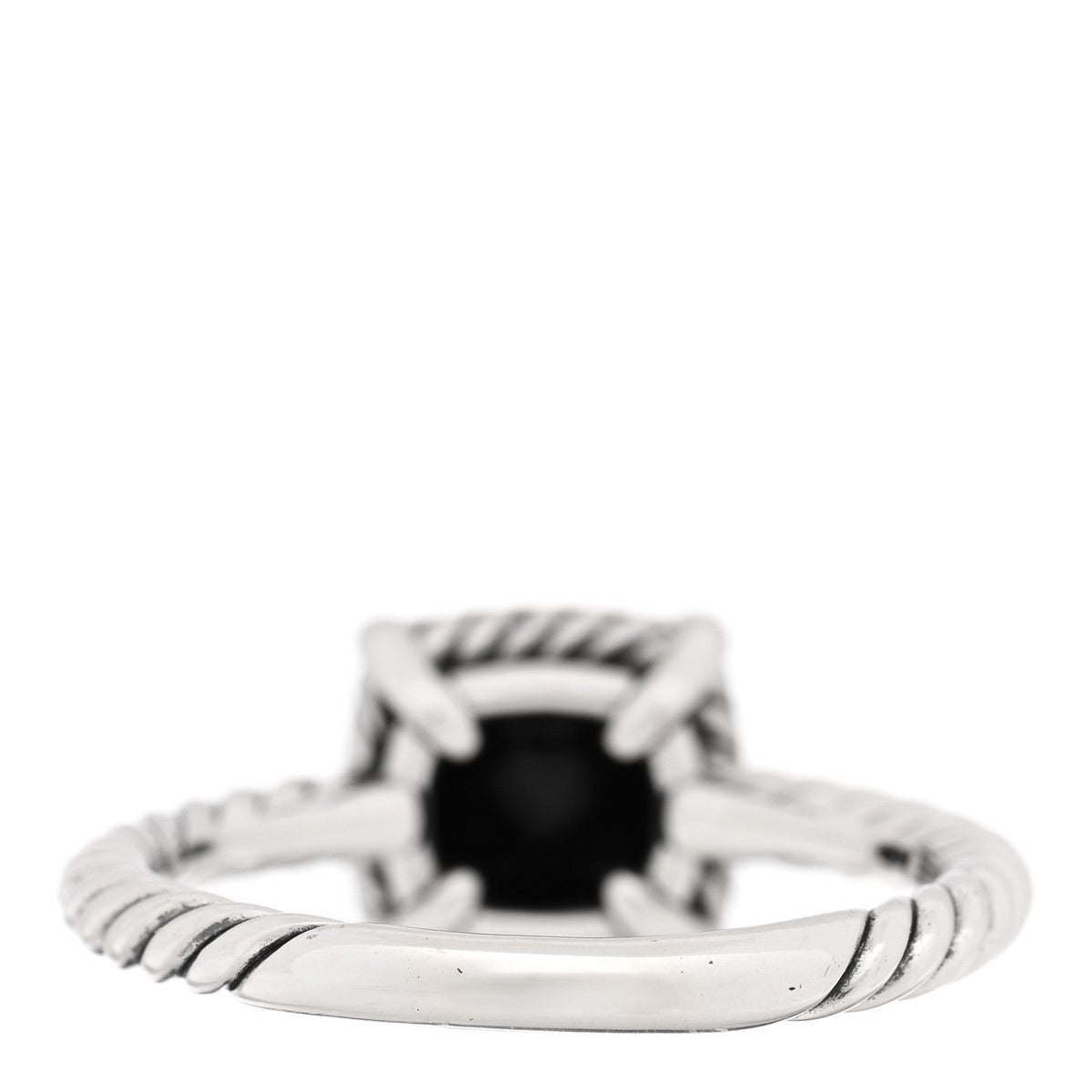 Sterling Silver Diamond Black Onyx 7mm Petite Chatelaine Pave Bezel Ring 56 7.75