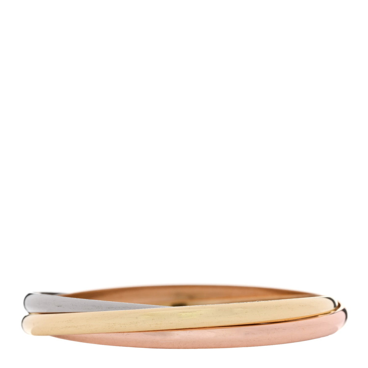 18K Pink Yellow White Gold 4.4mm Trinity Bangle Bracelet
