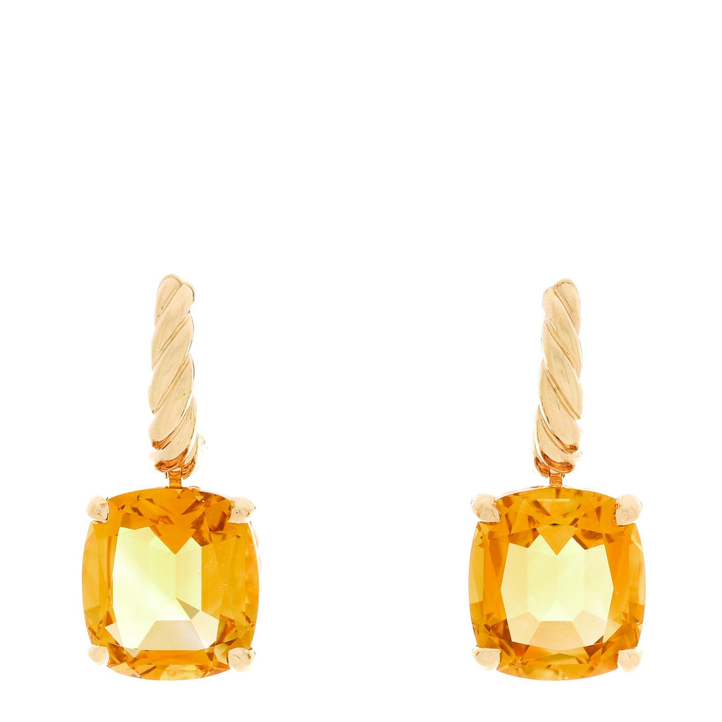 18K Yellow Gold Citrine 11mm Marbella Drop Earrings