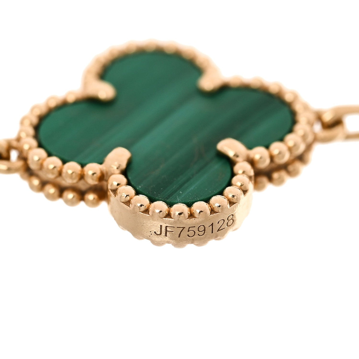18K Yellow Gold Malachite 5 Motifs Vintage Alhambra Bracelet
