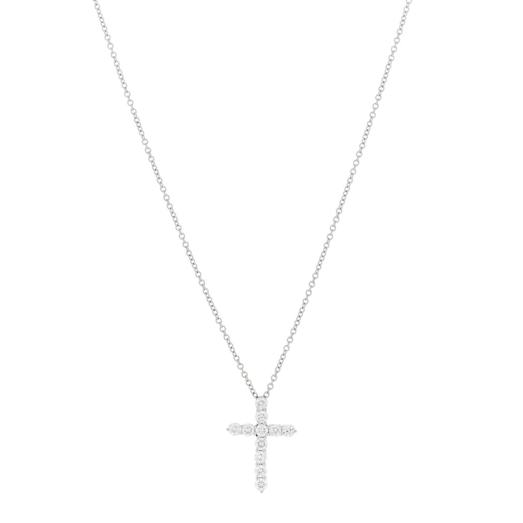 Platinum Diamond Small Cross Pendant Necklace