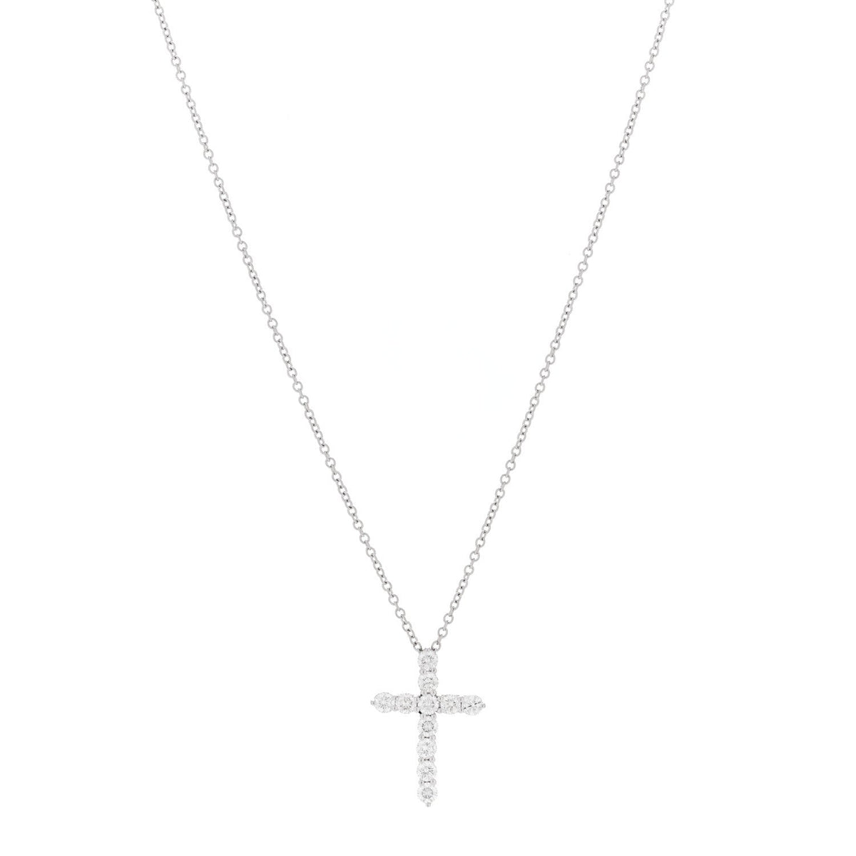 Platinum Diamond Small Cross Pendant Necklace