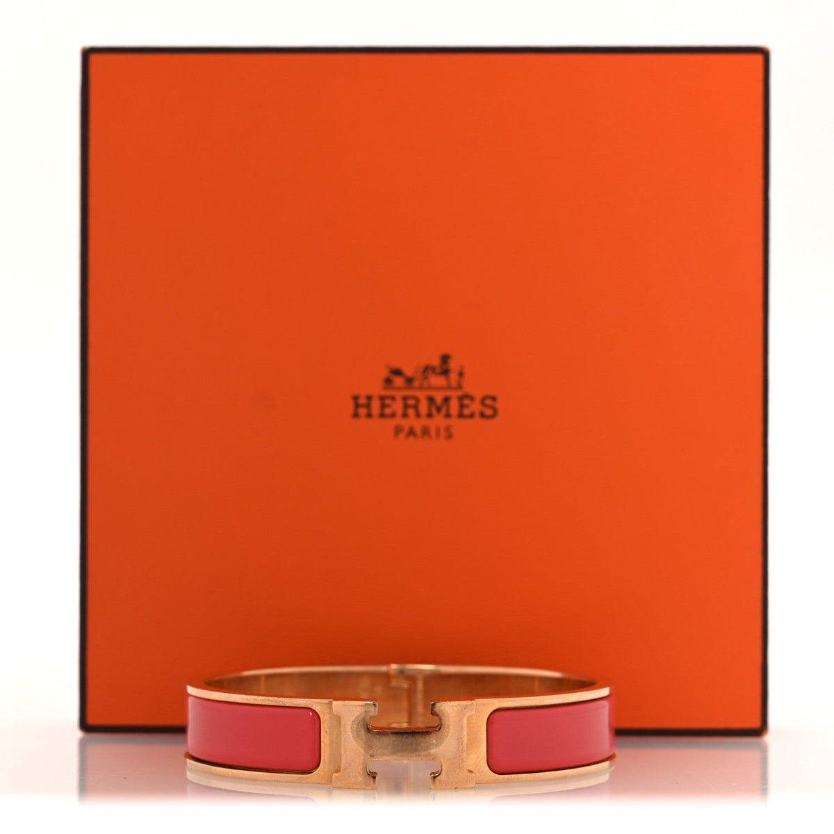 Enamel Narrow Clic Clac H Bracelet PM Rouge Corail