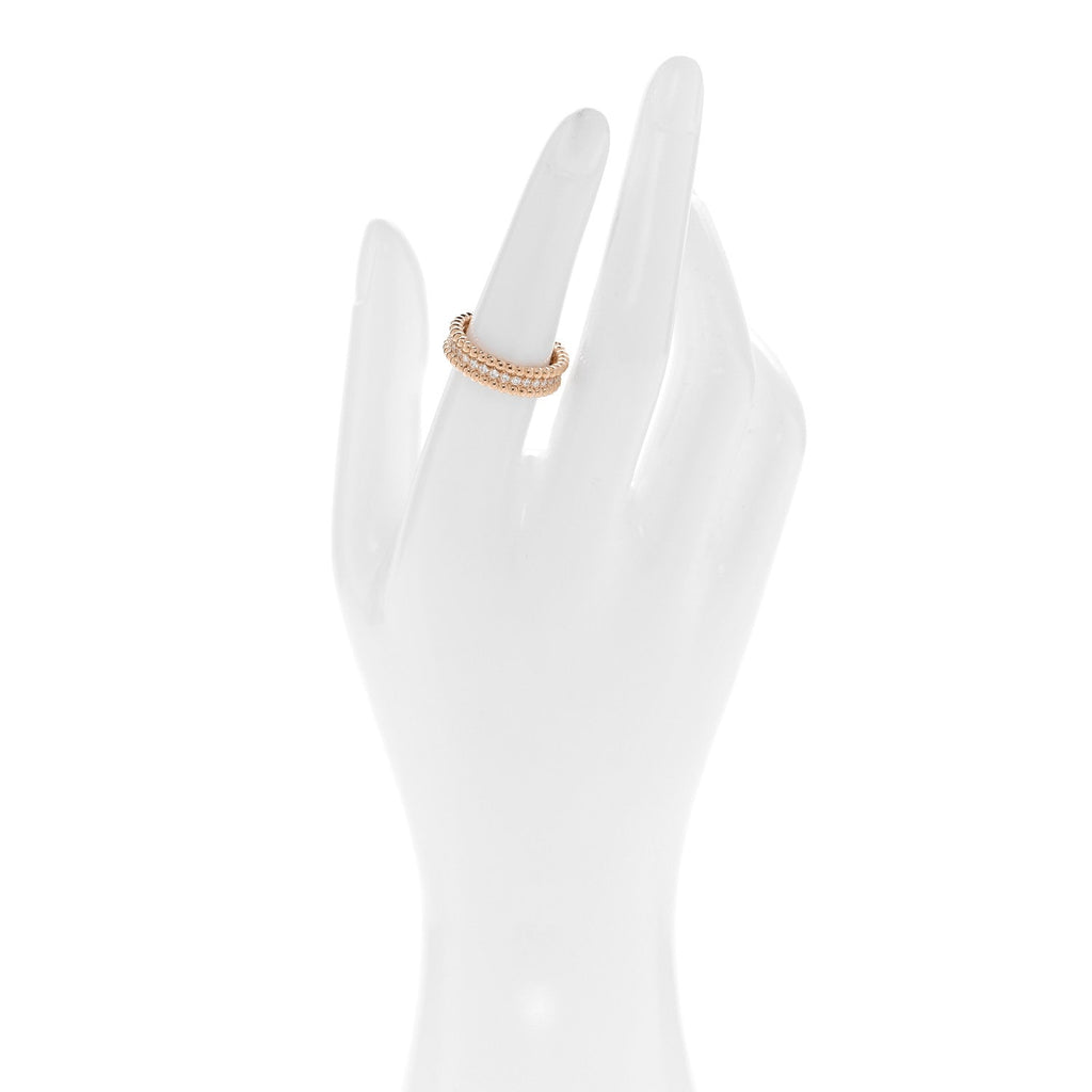 18K Rose Gold Diamond Perlee 1 Row Ring 52 6