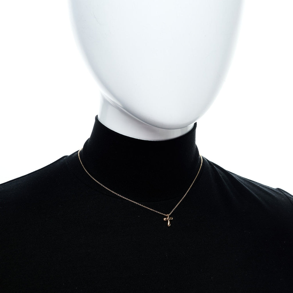18K Rose Gold 12mm Elsa Peretti Cross Pendant Necklace