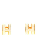 Gold Lacquered Mini Pop H Earrings White